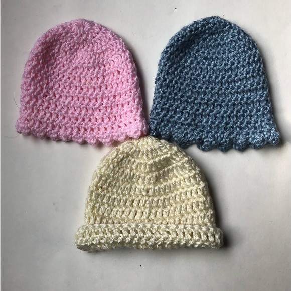 Baby Girl 3 Piece Hat Set Size 0-3M - Picture 3 of 3